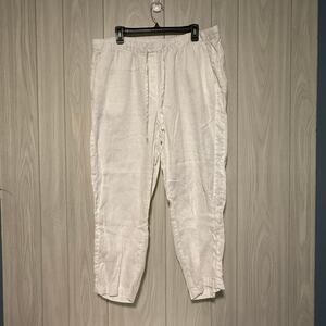 Women’s PureJill 100% Linen pull on draw string pants. Size XL Tall White